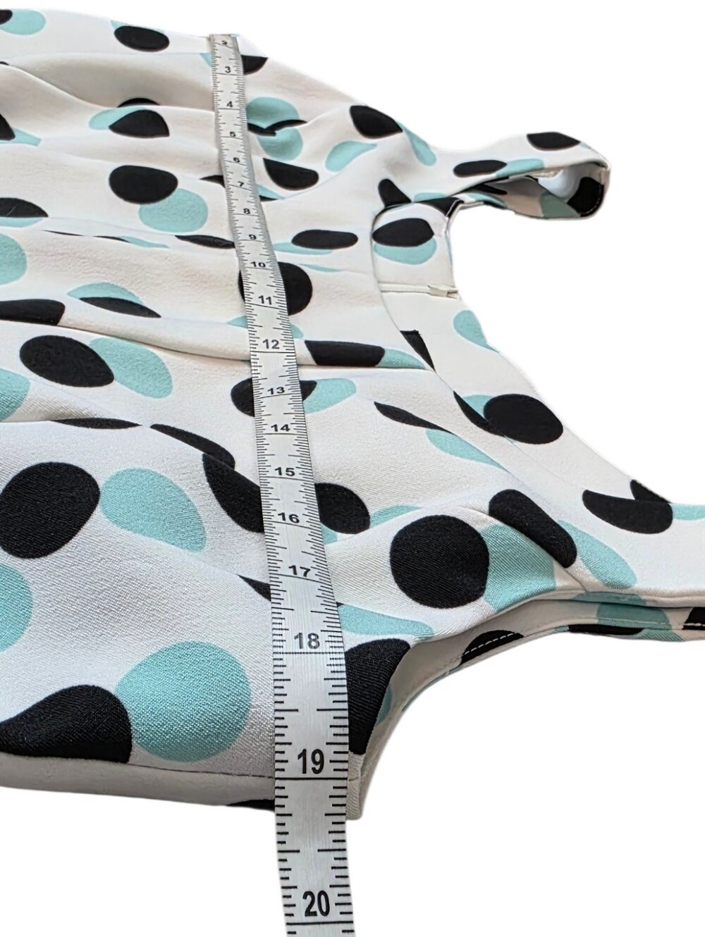 Ronni Nicole White Fit & Flare Aqua & Black Polka Dot Dress Retro Chic β Size 10 - Picture 15 of 16